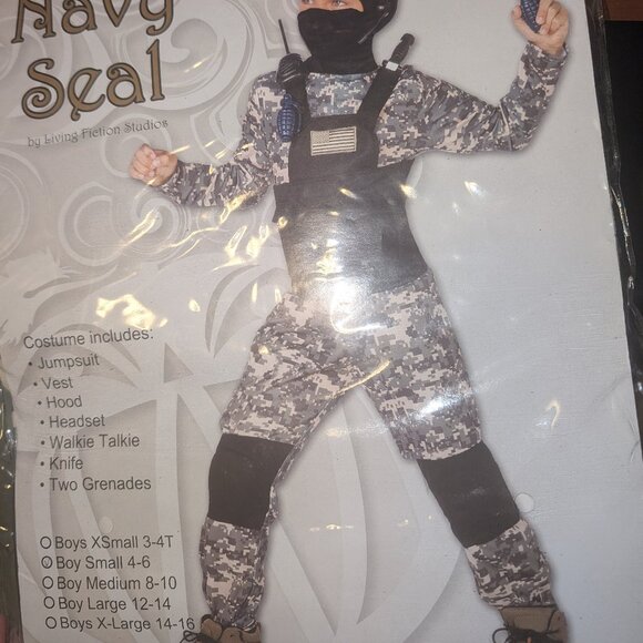 NAVY SEAL 1PC JUMPSUIT Boys Halloween Costume Size Small 4-6 - Picture 1 of 2
